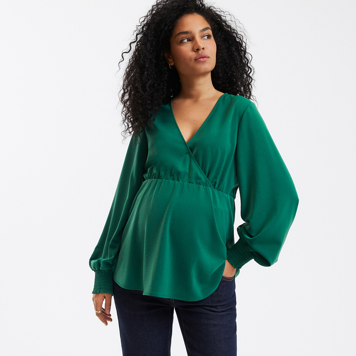 COLEÇÕES LA REDOUTE<br>Blusa de maternidade, efeito transpassado