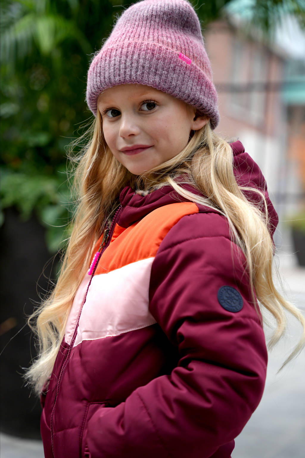 B.Nosy reversible gewatteerde winterjas Jamie met panterprint warmrood/oranje/bruin