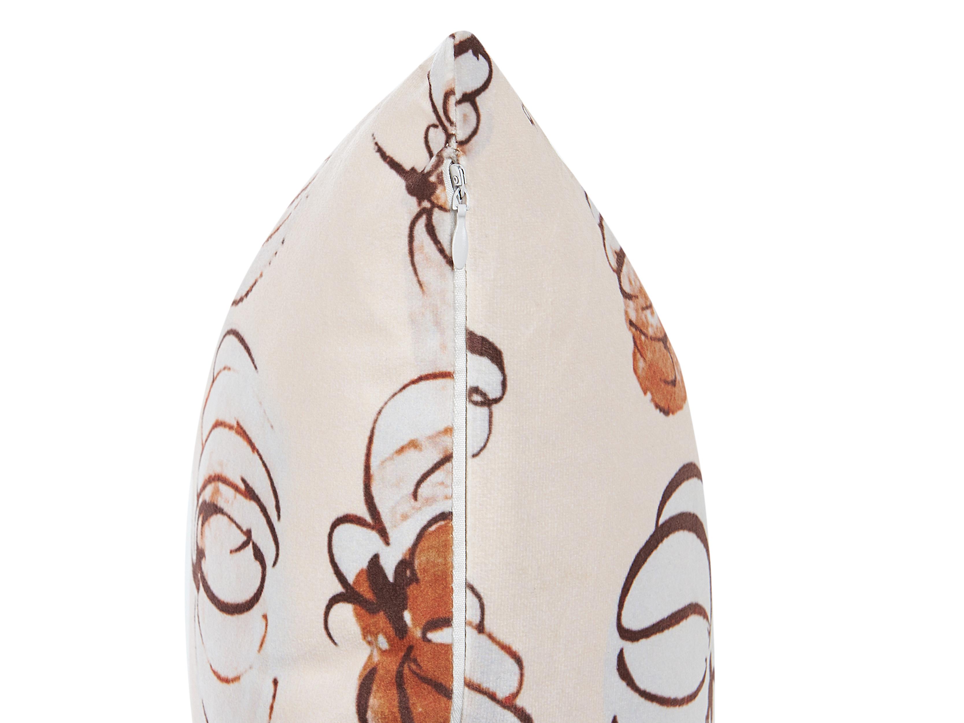 Set van 2 sierkussens CUCURBITA Fluweel 45 x 45 cm Beige bladpatroon
