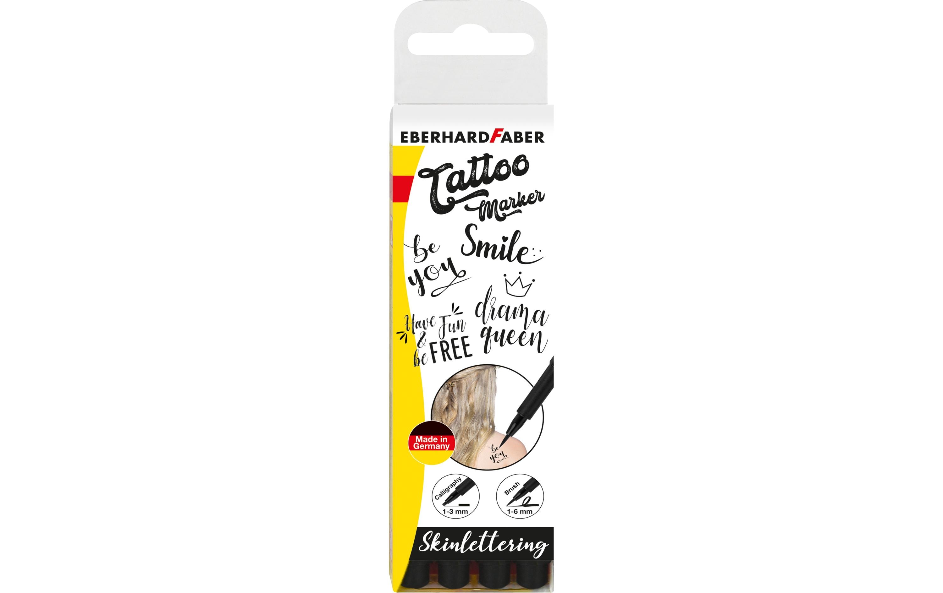 Tattoostift Skinlettering 4 Stück, SchwarzTattoo-Marker für das Gestalten von verschiedenen Schrifften auf der Haut