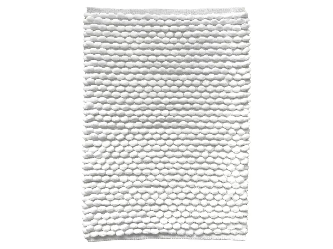 Tapis de salle de bain 40 x 60 cm mini pompon blanc - MARIE