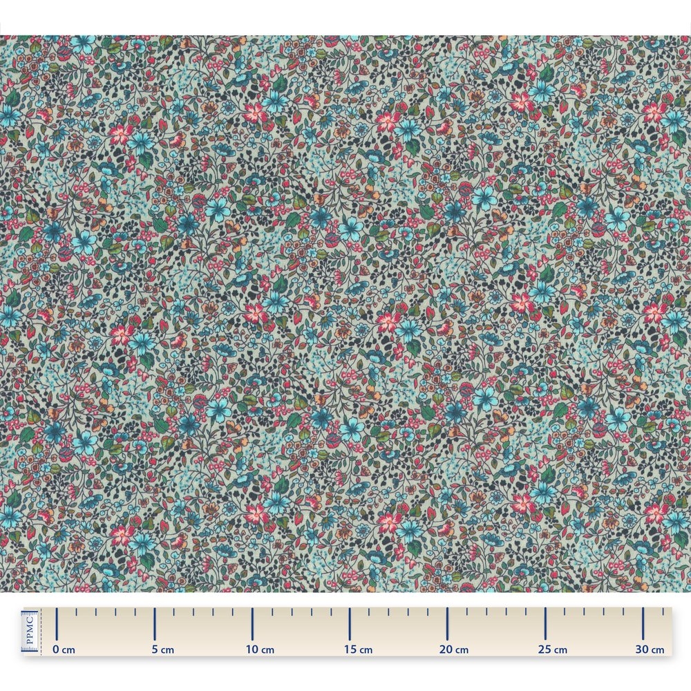 Coupon Tissu 50 Cm Fleur Mentholé