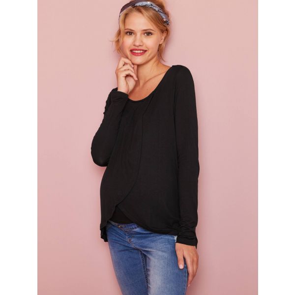 Vertbaudet Camisola Cruzada para Gravidez e Amamentação Preto 42/44