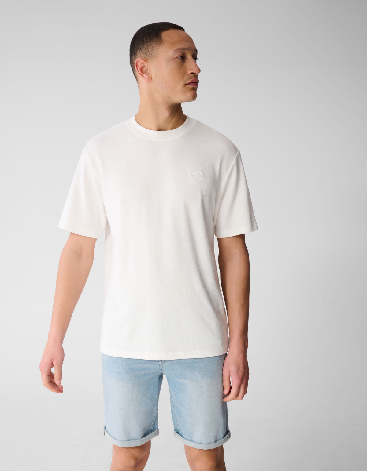 Spark Structuur T-shirt Gebroken Wit