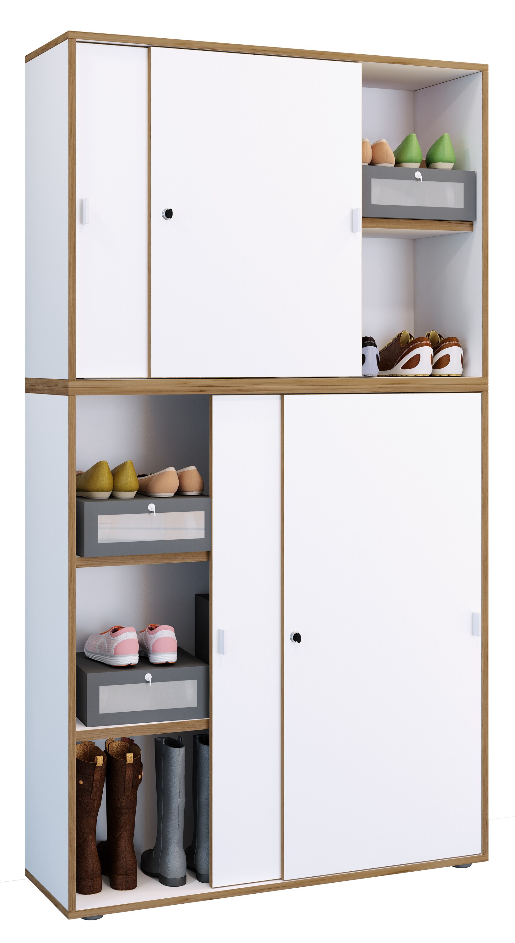 VCM Holz Büroschrank Ordner Aktenschrank Büromöbel Schrank Salia 5-fach Breite 100 cm Schiebetüren