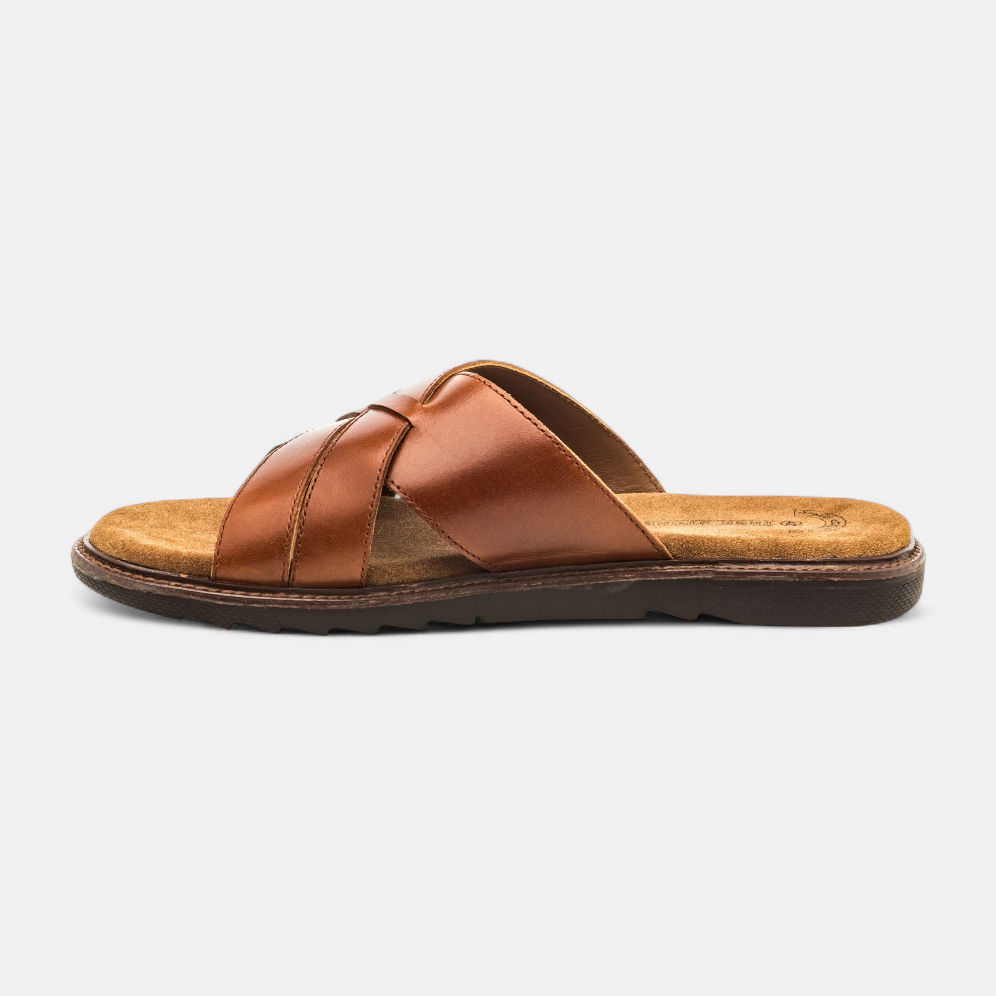 Mules Homme en cuir cognac