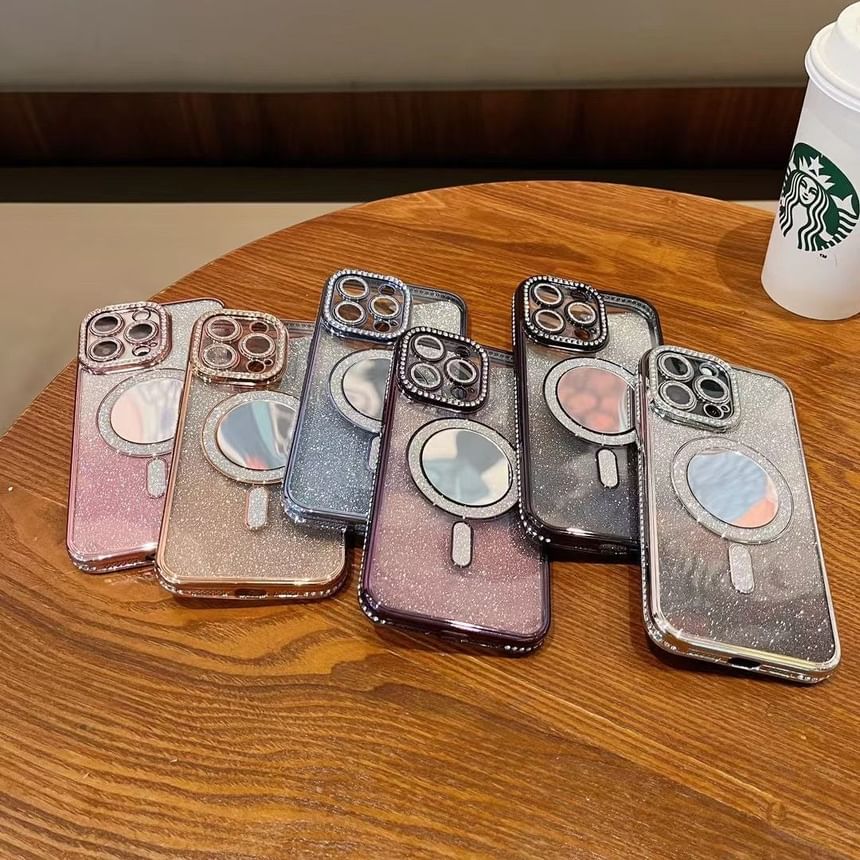Epoch - Strass Spiegel Glitter Plating Telefoonhoesje - iPhone 16 Pro Max / 16 Pro / 16 Plus / 16 / 15 Pro Max / 15 Pro / 15 Plus / 15 / 14 Pro Max / 14 Pro / 14 Plus / 14