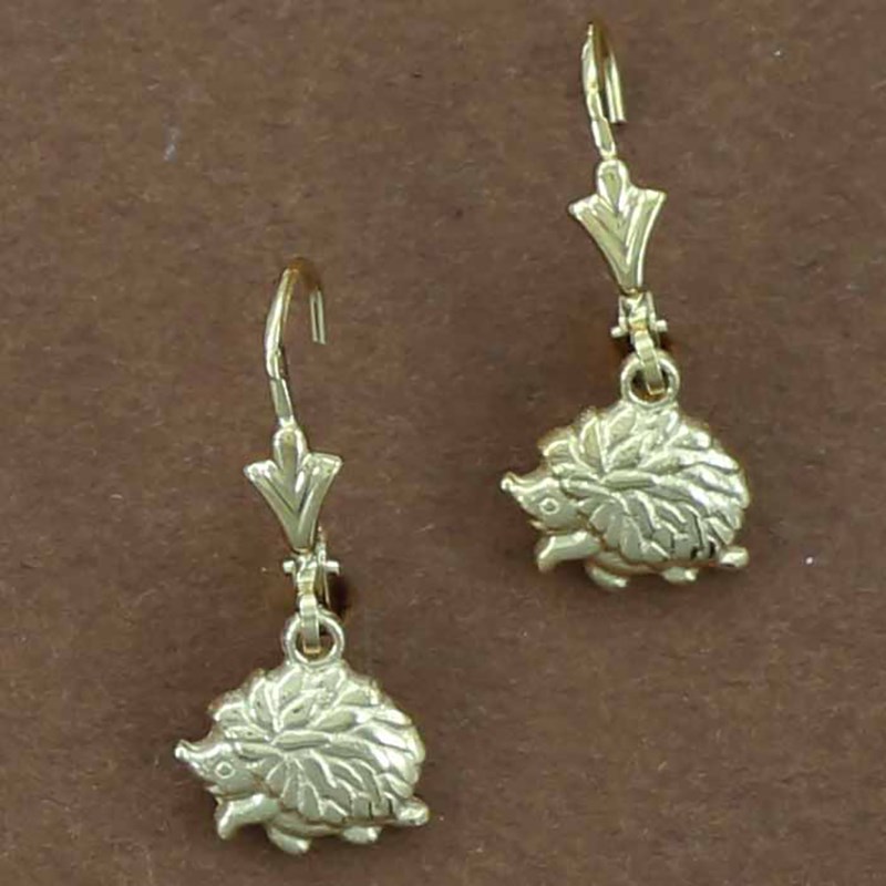 Boucles d'oreilles dormeuses hérisson ou Niglo - Plaqué or