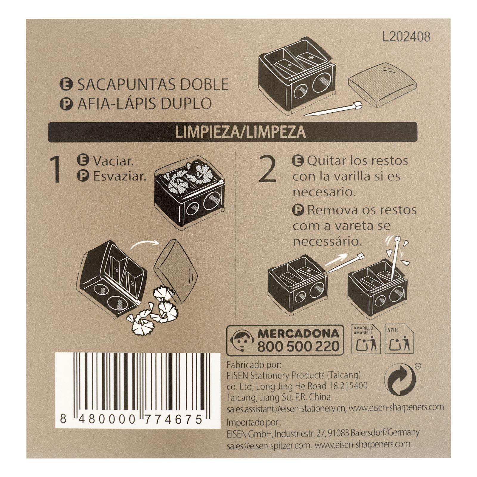 Taille-crayon double Deliplus pour crayons fins et épais