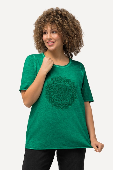 T-Shirt, Mandala-Flockdruck, Classic, Rundhals, Halbarm