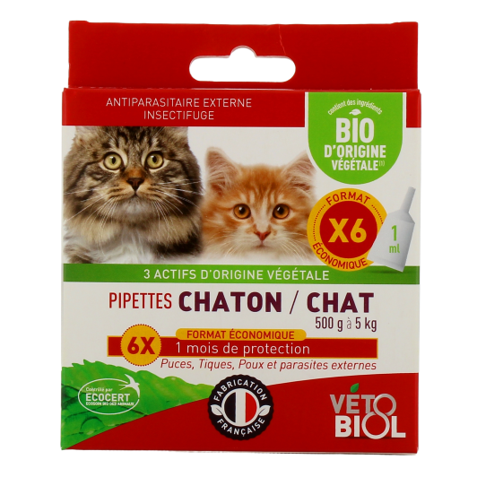 Vétobiol Antiparasitaire Pipettes Chaton / Chat