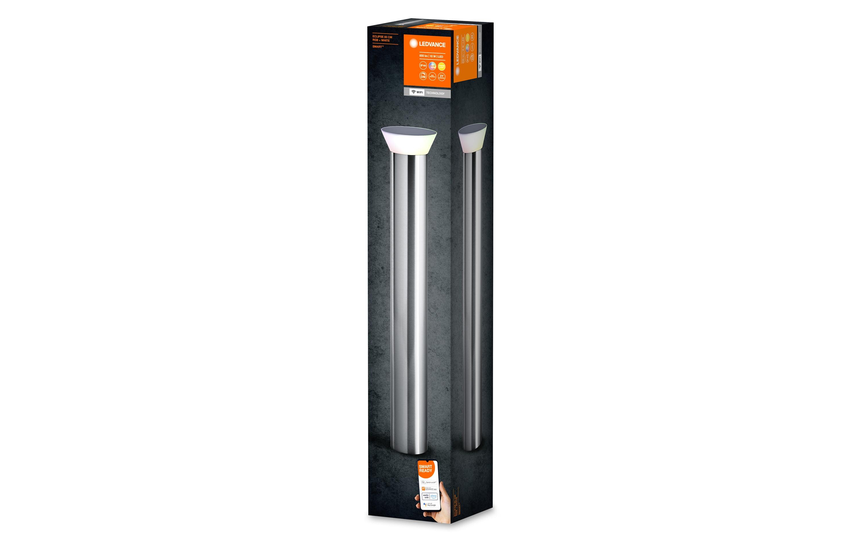 Outdoor Sockelleuchte Smart+ Eclipse, 80 cm, RGBW, Silber<br>Smarte Wegeleuchte