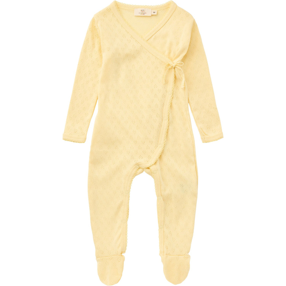 Køb COPENHAGEN COLORS Pale Yellow Pointelle Cross-Over Full Body
