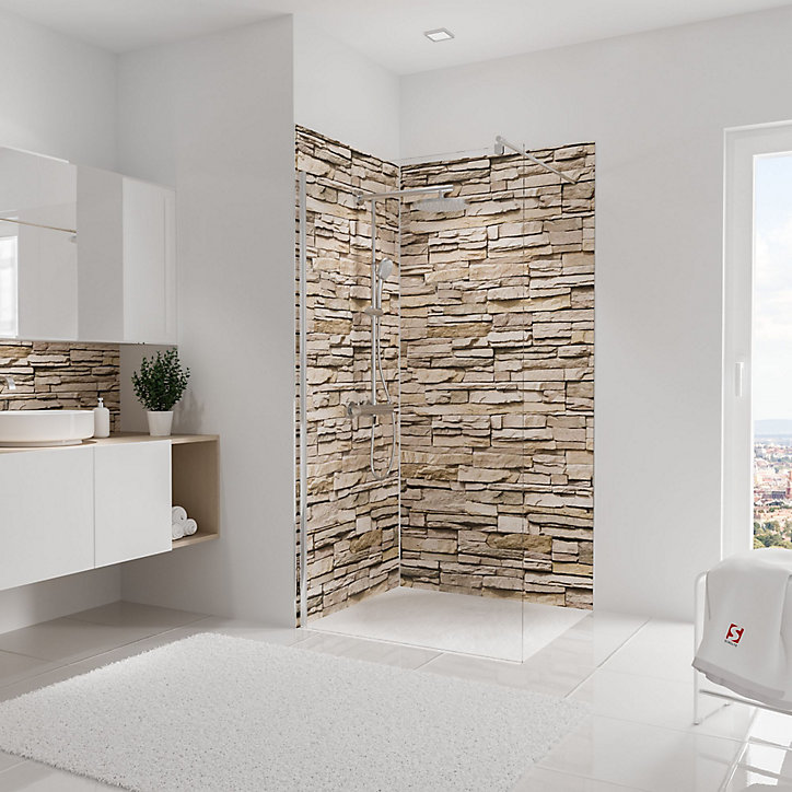 Lot de 2 panneaux muraux salle de bains 100 x 210 cm, Schulte DécoDesign Décor, parement clair