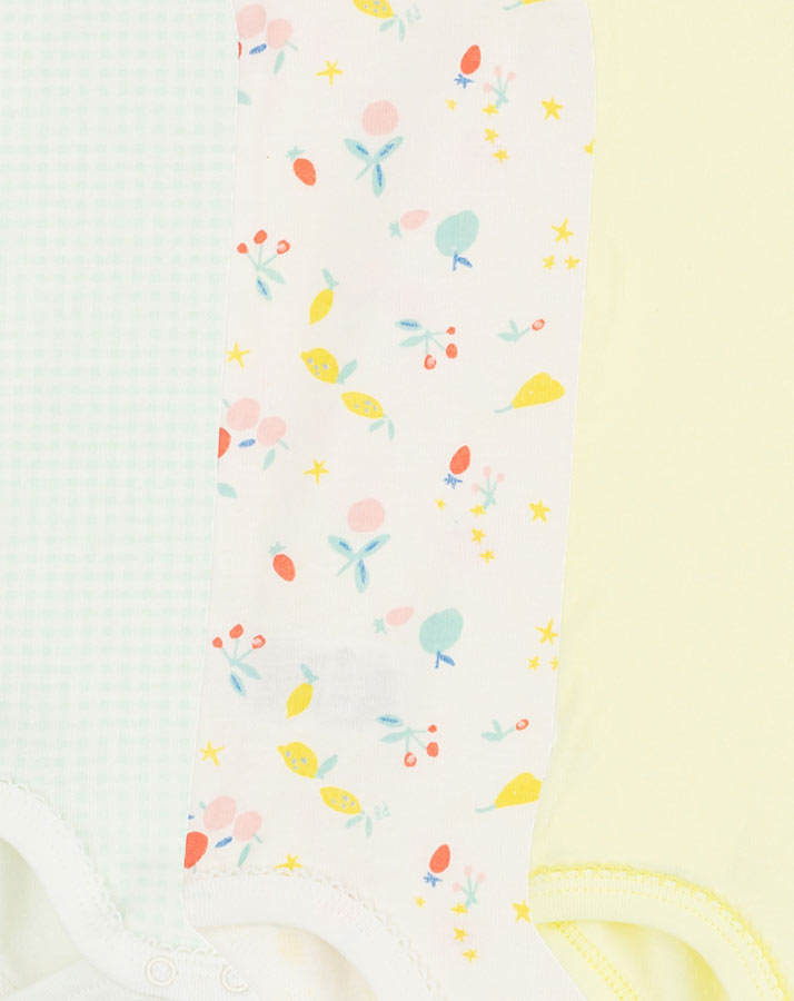 Kurzarm-Body LEMON 3er Pack in gelb/bunt