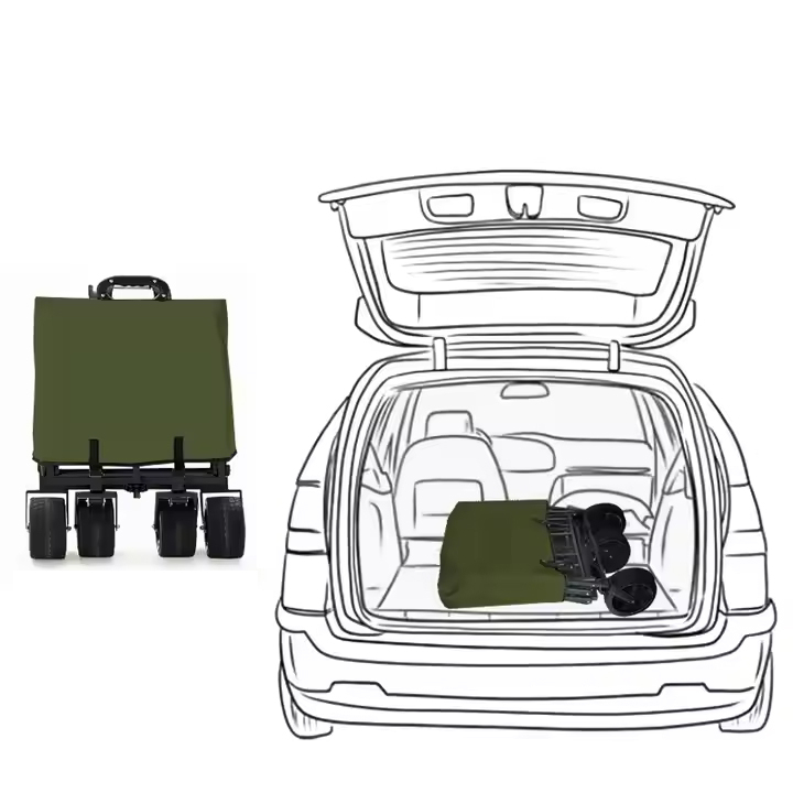 (150L) Faltbarer Leiterwagen Outdoor Bollerwagen Transporthilfe für Camping   Festivals mit Bremsen / Erweiterung - Schwarz