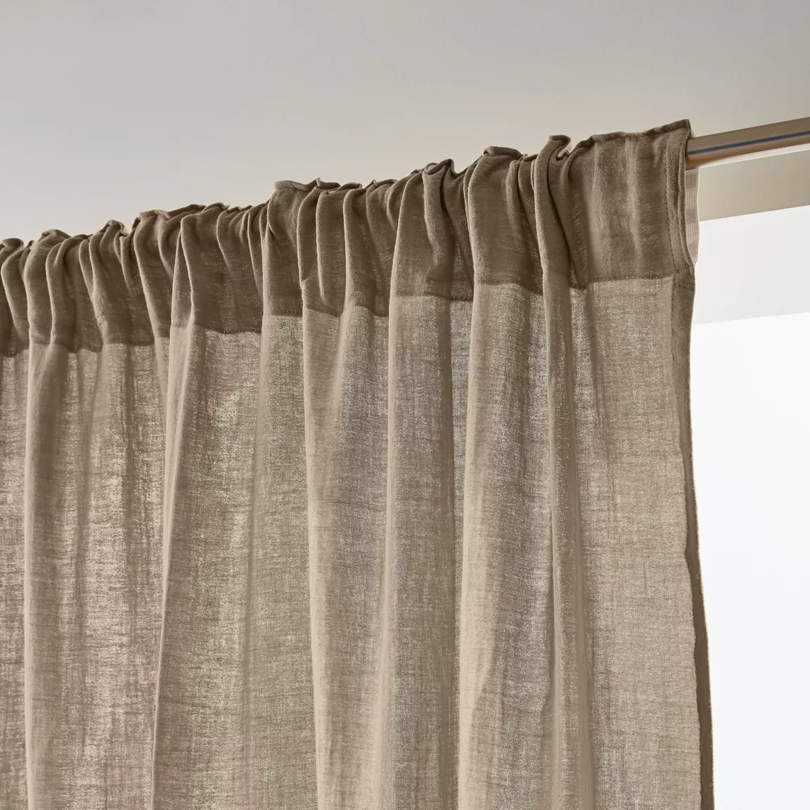 Rideau gaze de coton galon fronceur (140 x 240 cm) Gaïa Ficelle