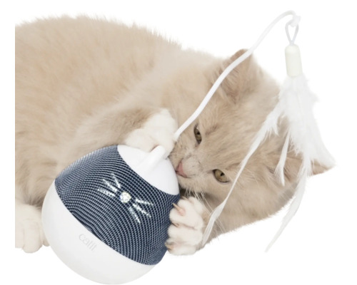 catit Pixi Spinner snack dispenser, interactief, wit & blauw, geactiveerd door aanraking
