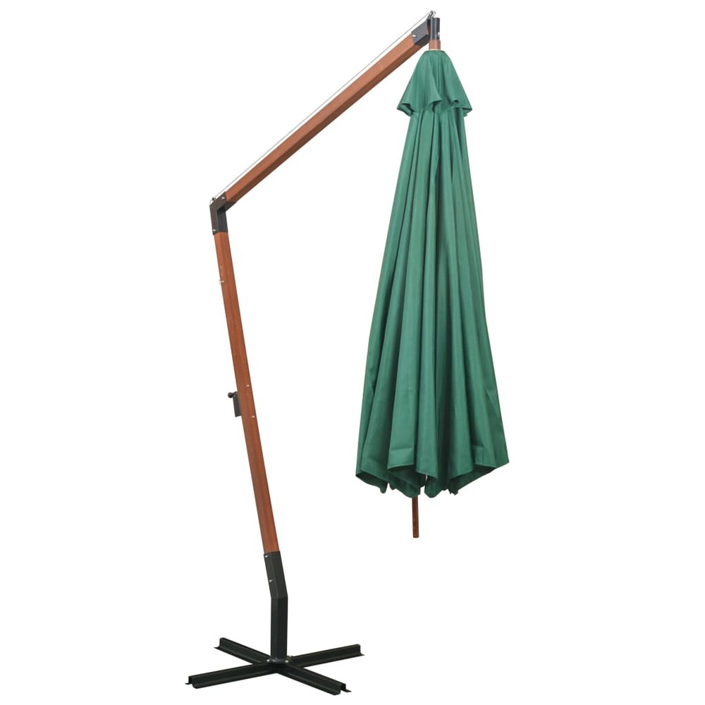 Parasol d'extérieur 350 cm poteau en bois vert