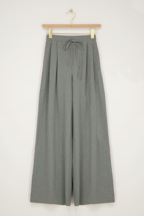 Grijze wide leg met strik