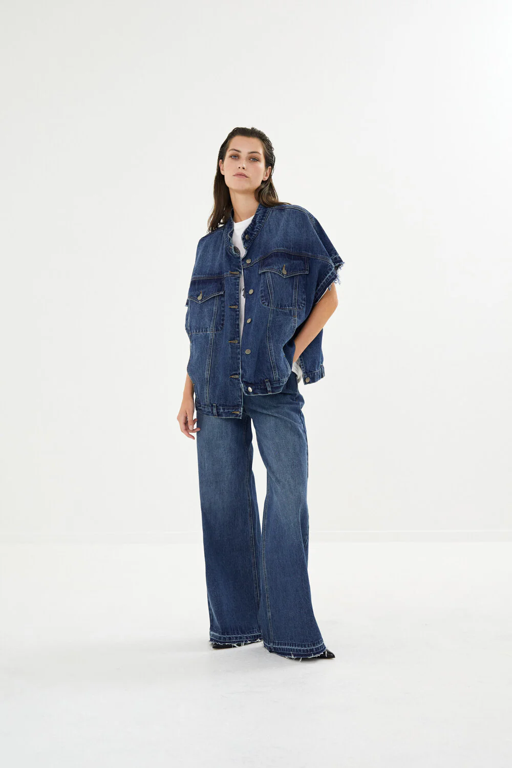 Rabens Saloner  Ini wide leg jeans - Washed Indigo
