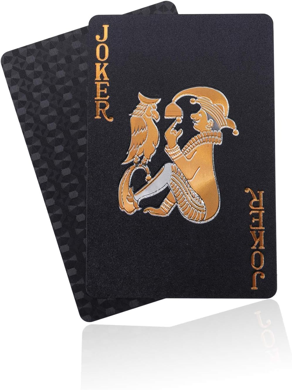 (54er Set) Elegantes Poker Karten Deck Wasserfestes Jasskarten Spiel - Schwarz / Gold / Silber