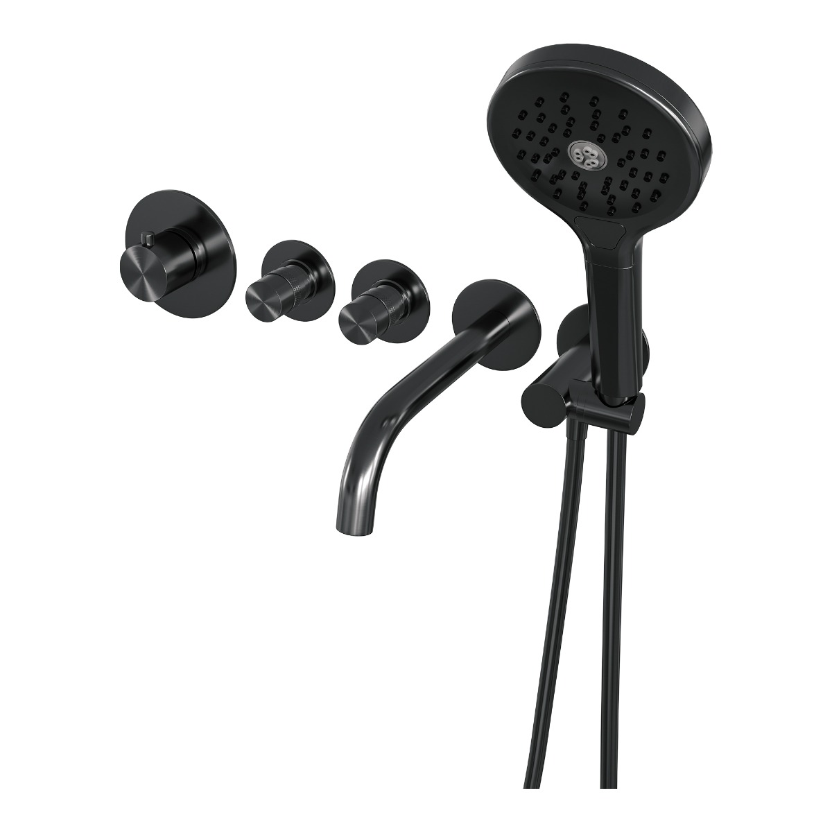 Brauer Gunmetal Edition inbouw badkraan met uitloop en 3 standen handdouche gunmetal geborsteld PVD