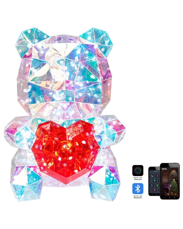 Smart LED-dekorasjon Flerfarget bamse iriserende holografisk RGB med app USB-pulverisert