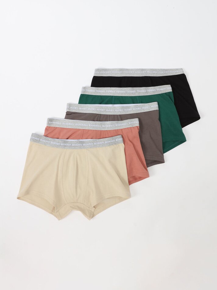 Pacote com 5 cuecas boxer básicas - Variadas