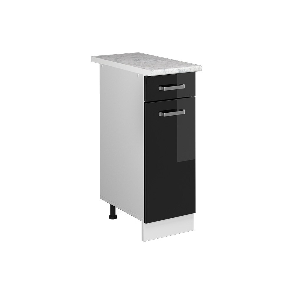 Vicco Schubunterschrank Küchenschrank R-Line Solid Weiß Schwarz 30 cm modern Arbeitsplatte