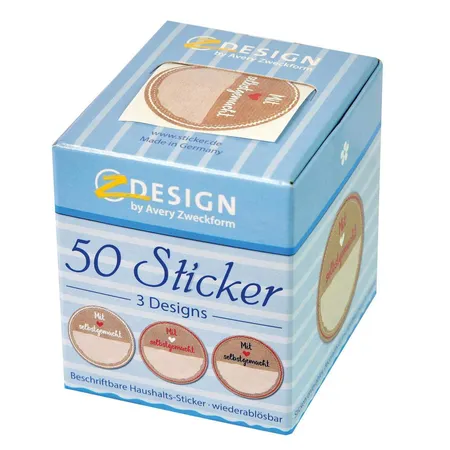 Avery Zweckform Z-Design 56818, Sticker auf Rolle, Mit Liebe gemacht, 50 Aufkleber