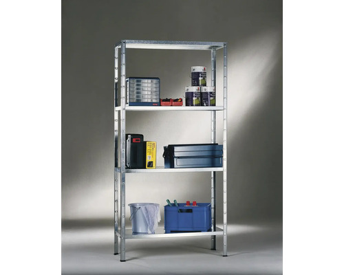 Schulte verzinkte insteekstelling, 180x100x35 cm, 4 legborden, gespleten hoekprofielen, draagvermogen 340 kg