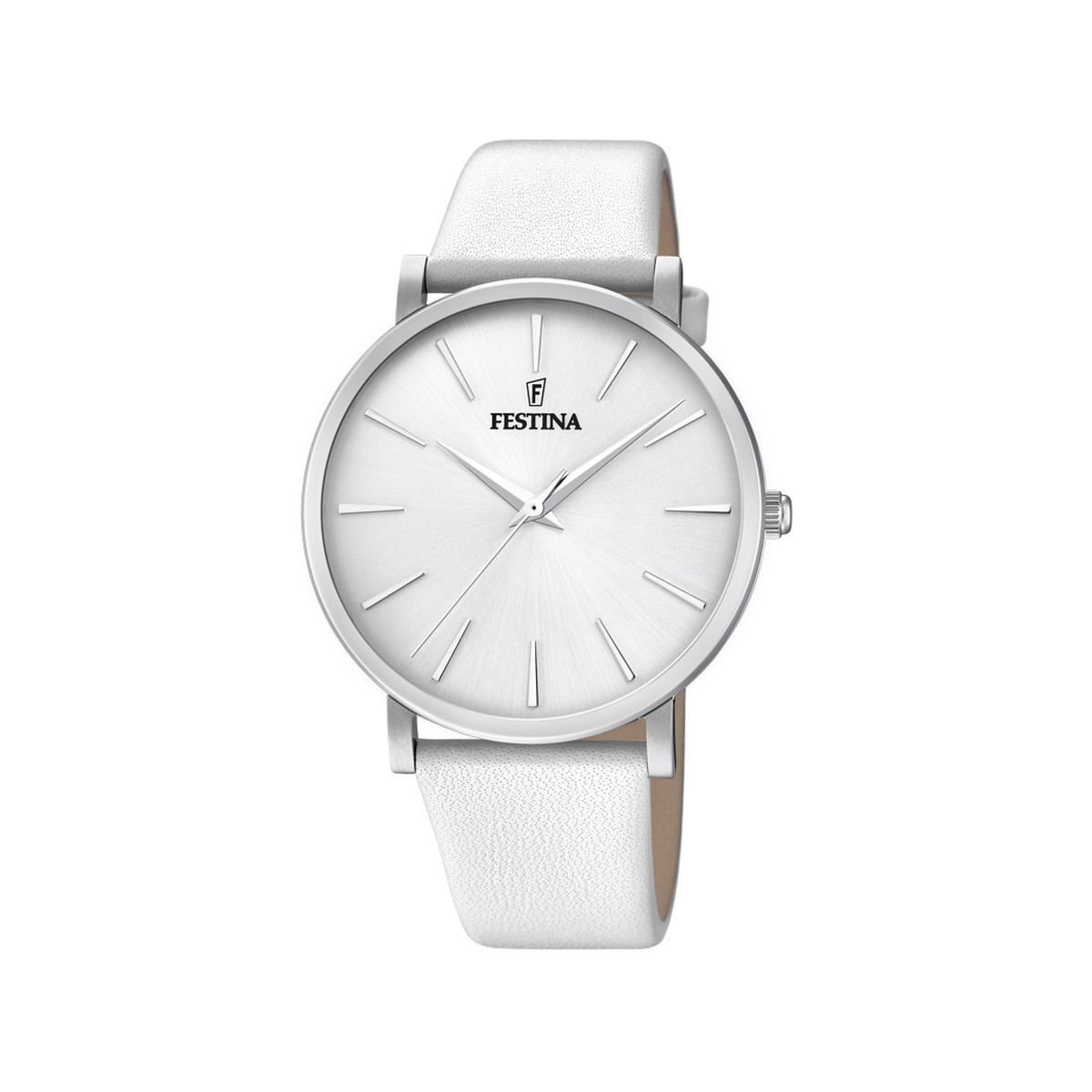 Montre Festina femme acier cuir blanc