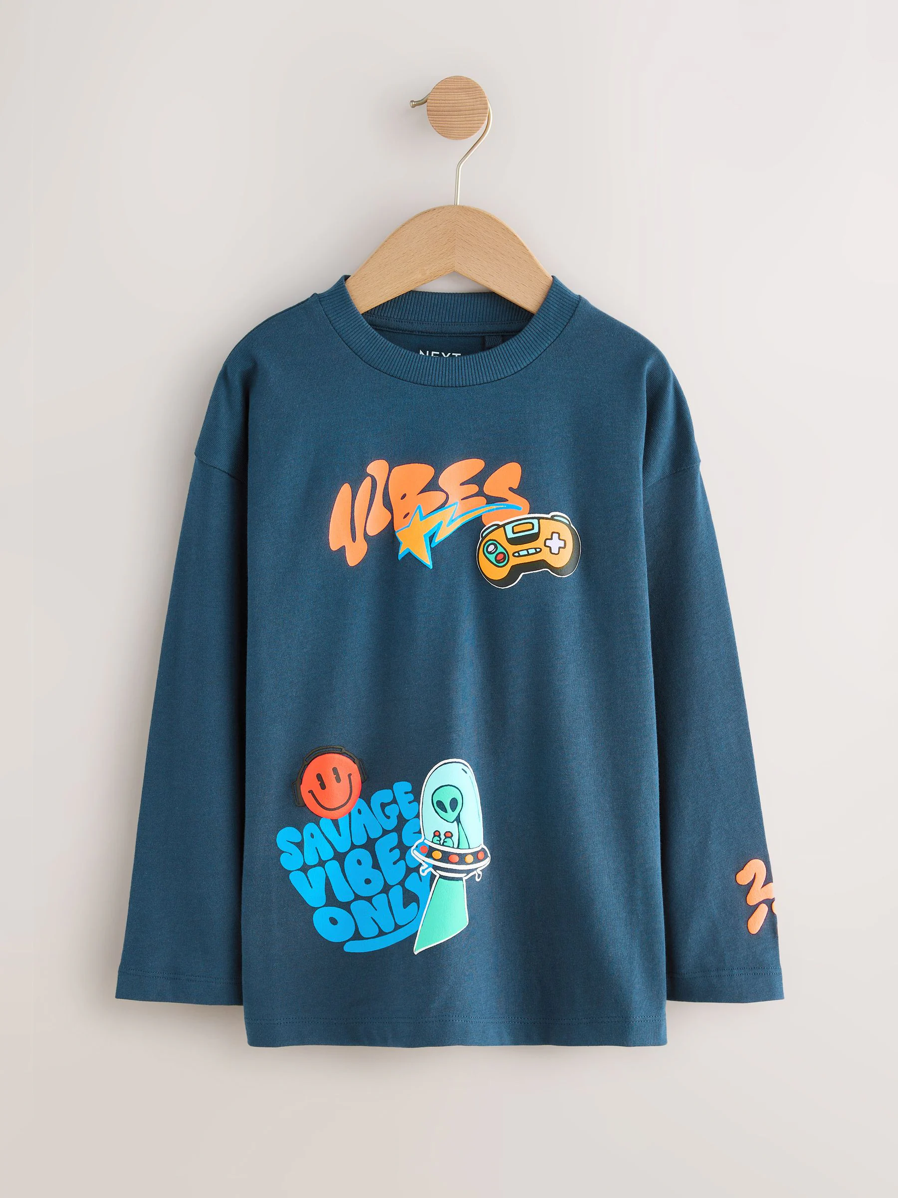 Blauwgroen/blauw/grijs felle graffiti - 3 Relaxed Fit T-shirts met grafische print en lange mouwen (3-16jr)
