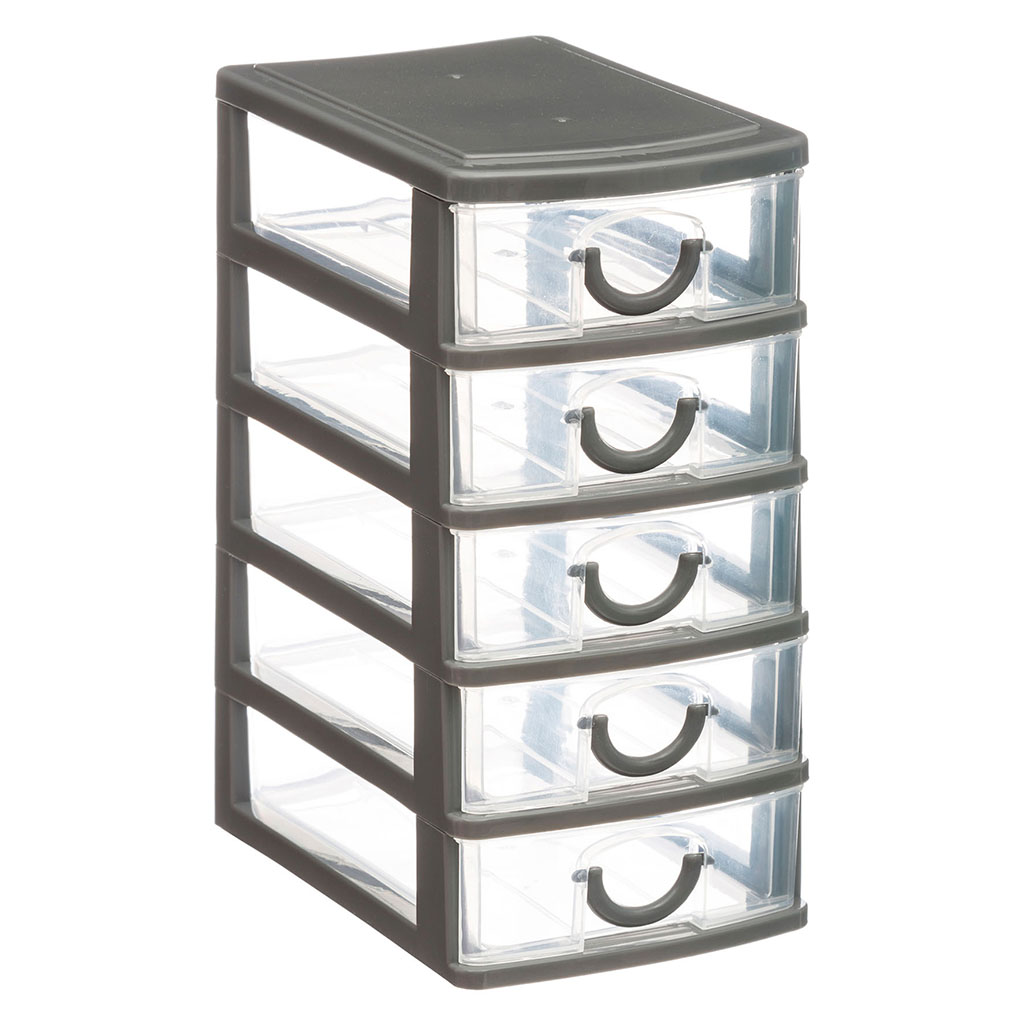 Tour de rangement 5 tiroirs plastique H 19cm