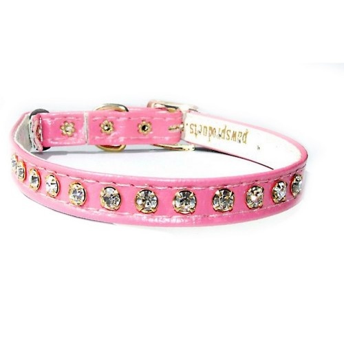 Coleira rosa de cristal para gato