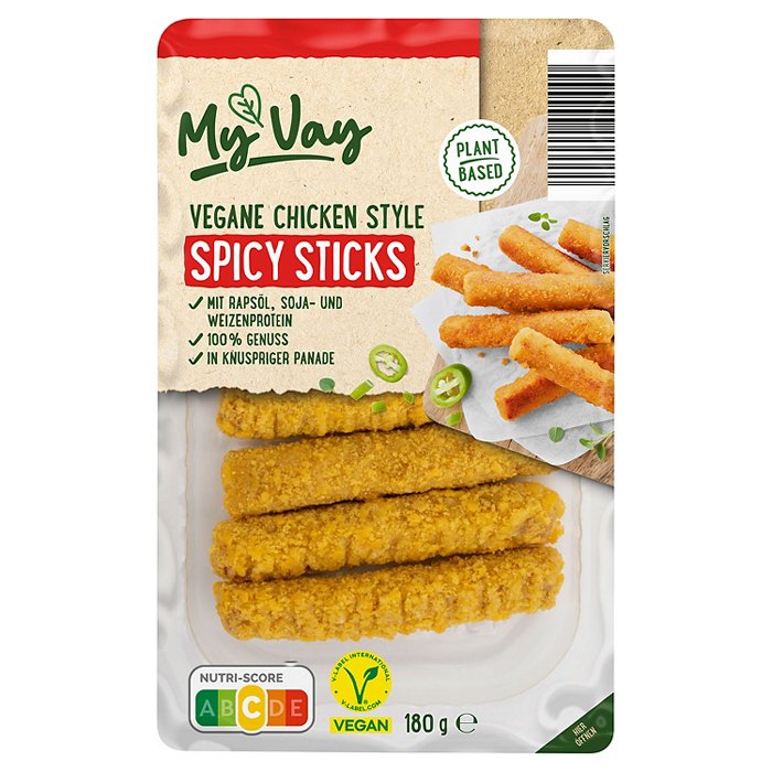 MY VAY Veganer Chicken Mix 180 g, Spicy Sticks Chicken Style