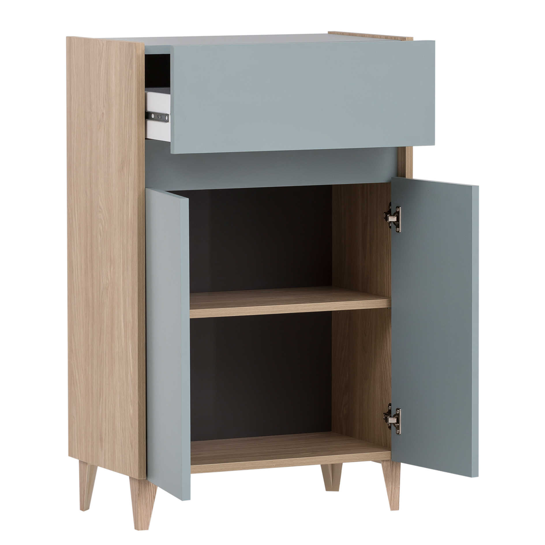 Unterschrank - taubenblau - Eiche hell - 56,9 cm breit
