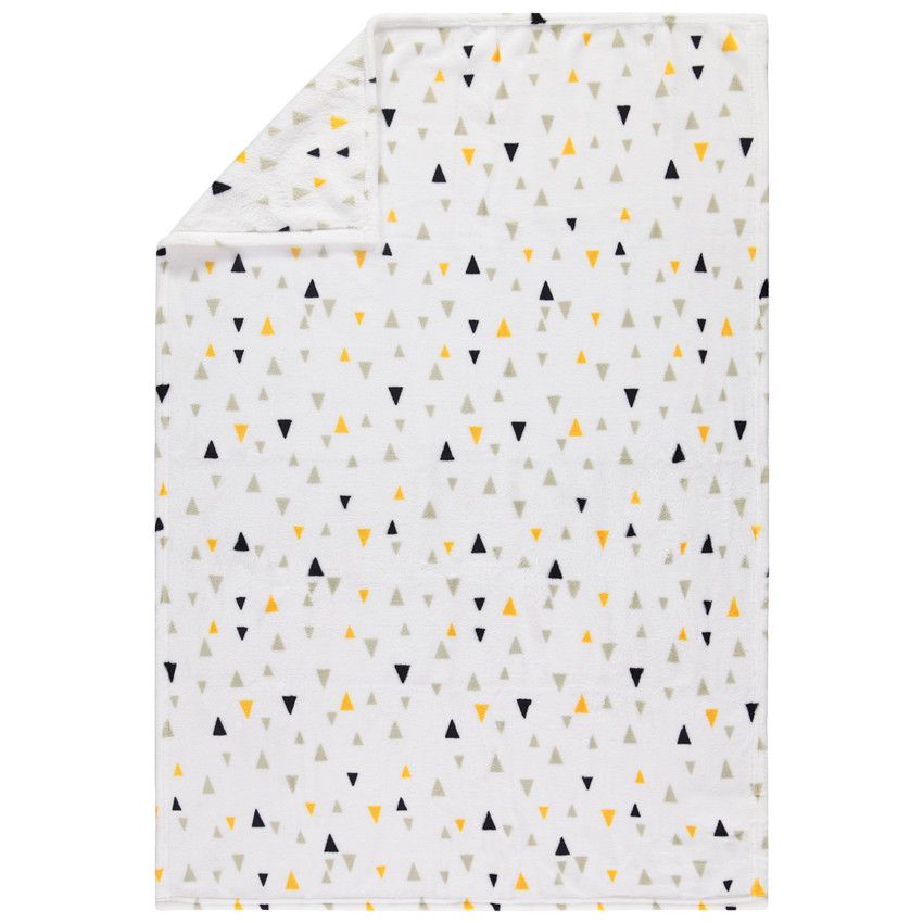 Couverture en sherpa à triangles all-over - Blanc