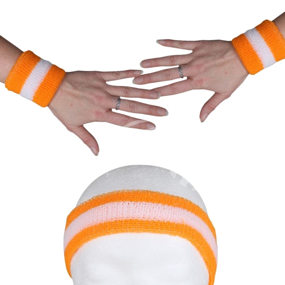 Orange85 Stripe zweetbanden set - Orange