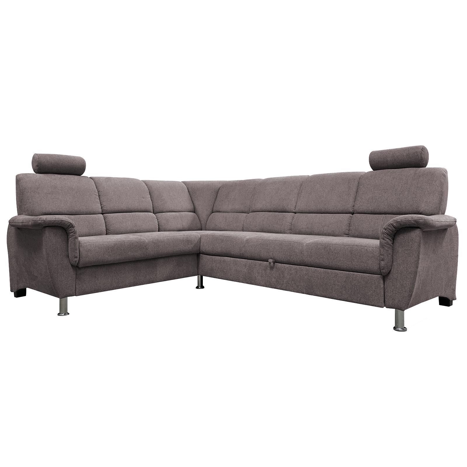 Ecksofa - grau - mit Kopfstützen - mit Funktionen - 2-Sitzer links