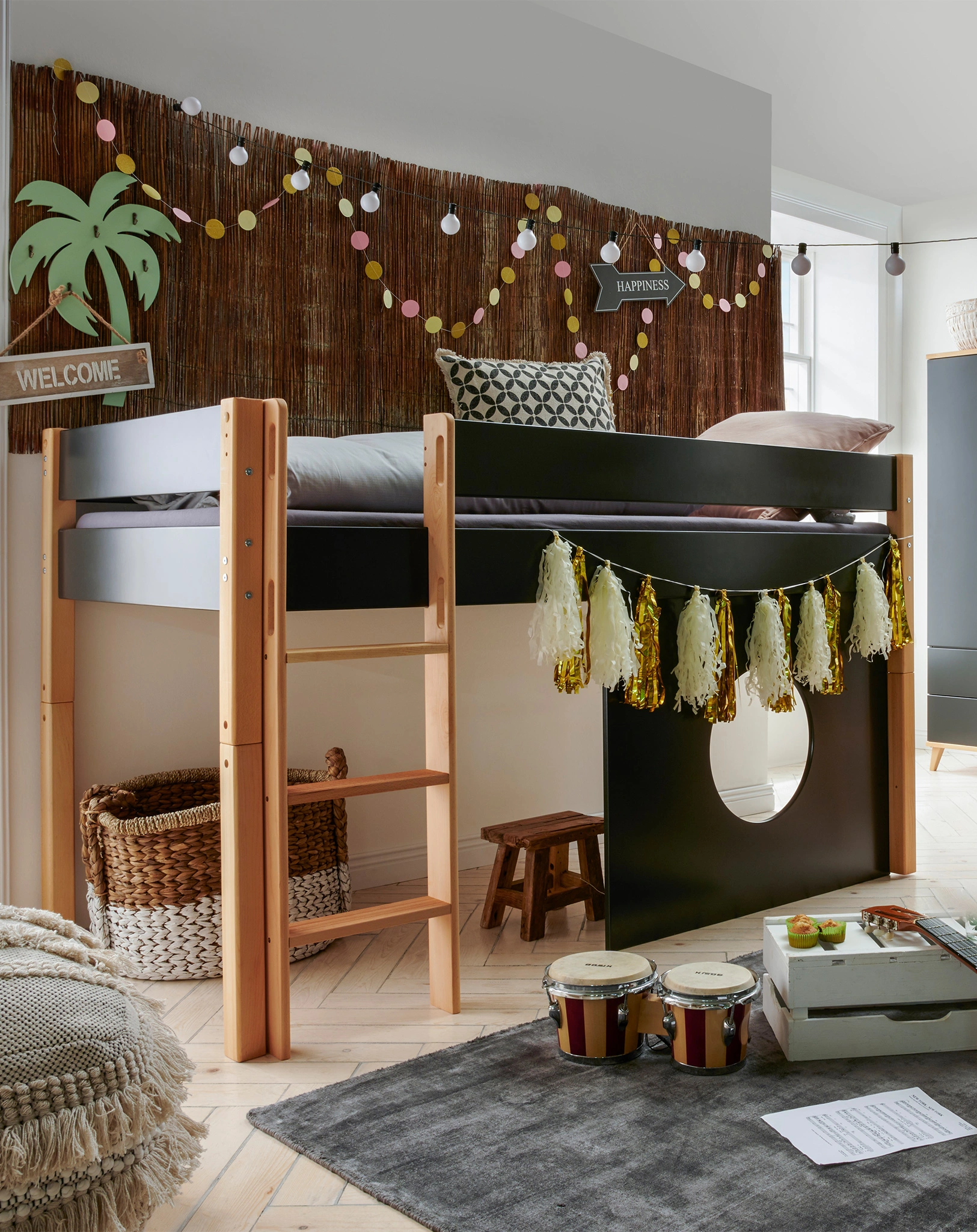 Holz-Deko Element INFANSCOLOR II (Farbe: anthrazit)