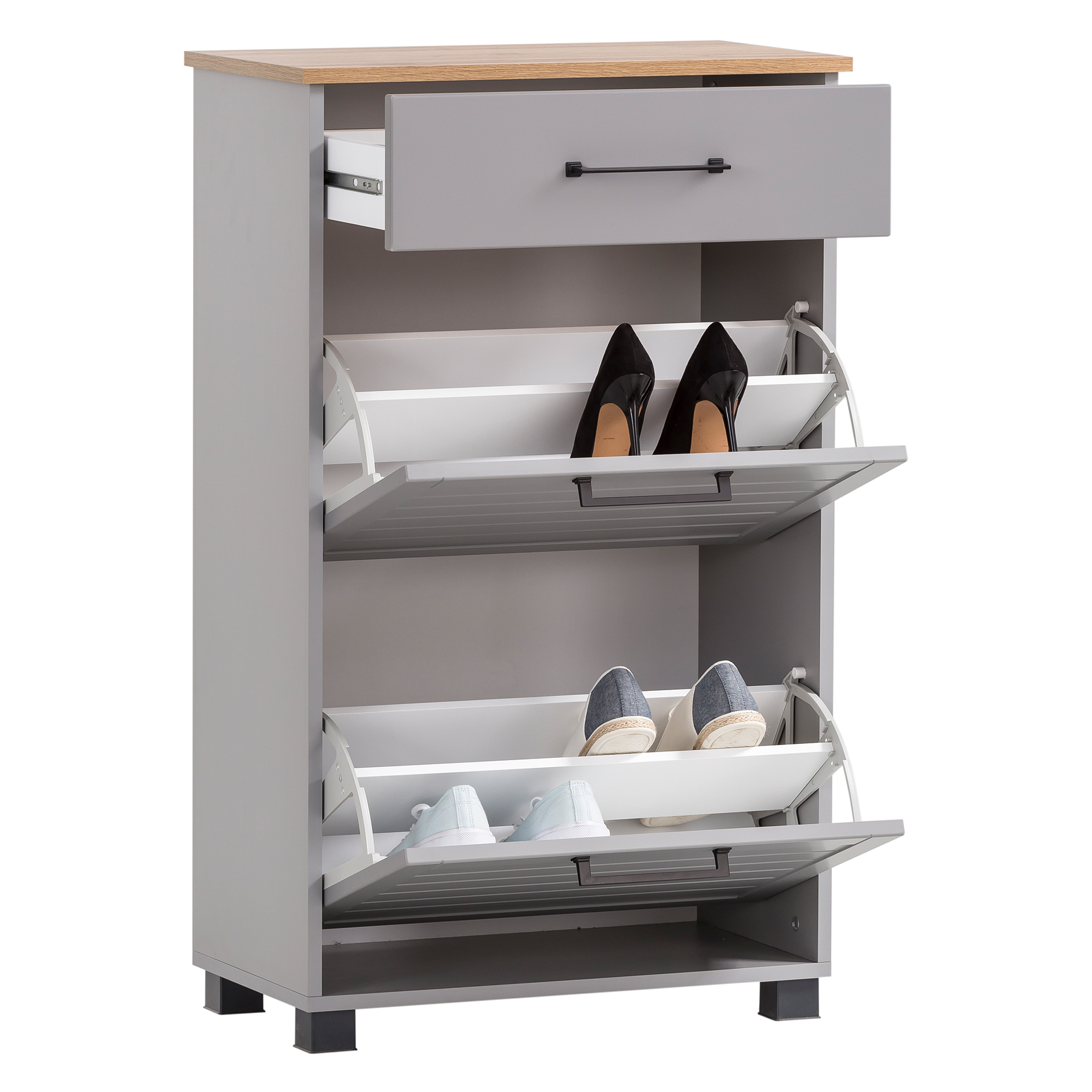 Schuhschrank - platingrau-Eiche - 62 cm