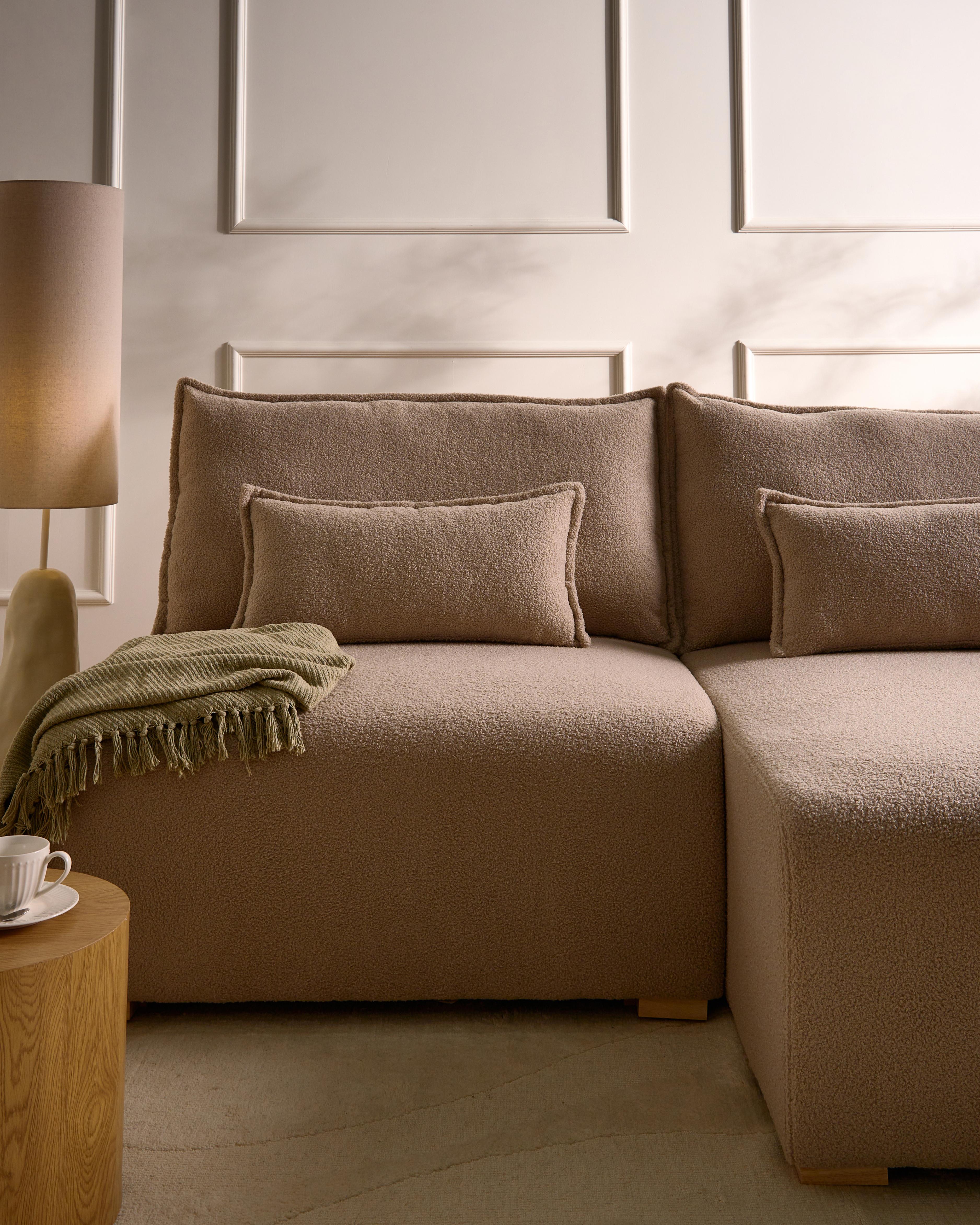 Modulaire hoekbank NERBO Bouclé Beige linkszijdig