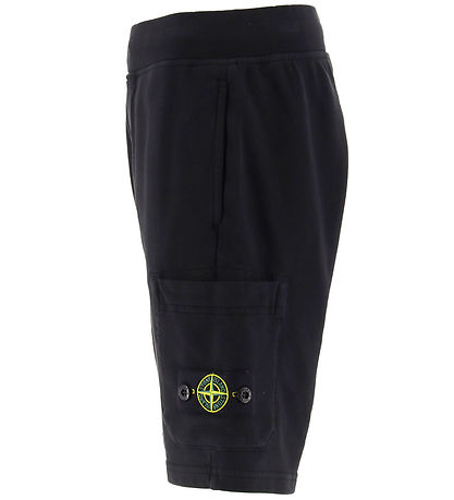 Stone Island Sweatshorts - Schwarz m. Logo