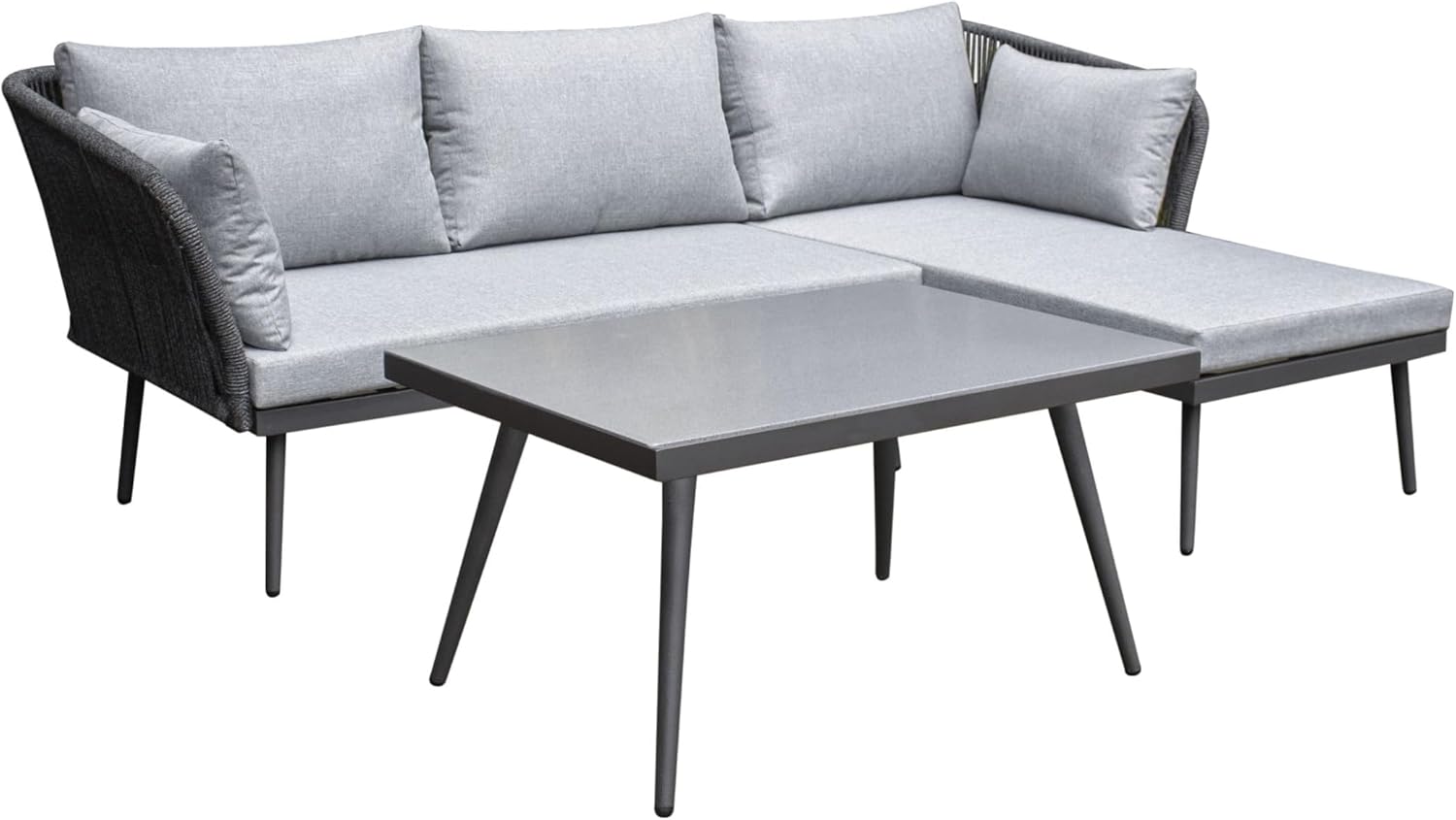 LC Garden »Sunera« Gartenlounge Set 3tlg. dunkelgrau Rope Loungeset Sitzgarnitur Terassen-Möbel Garten Set