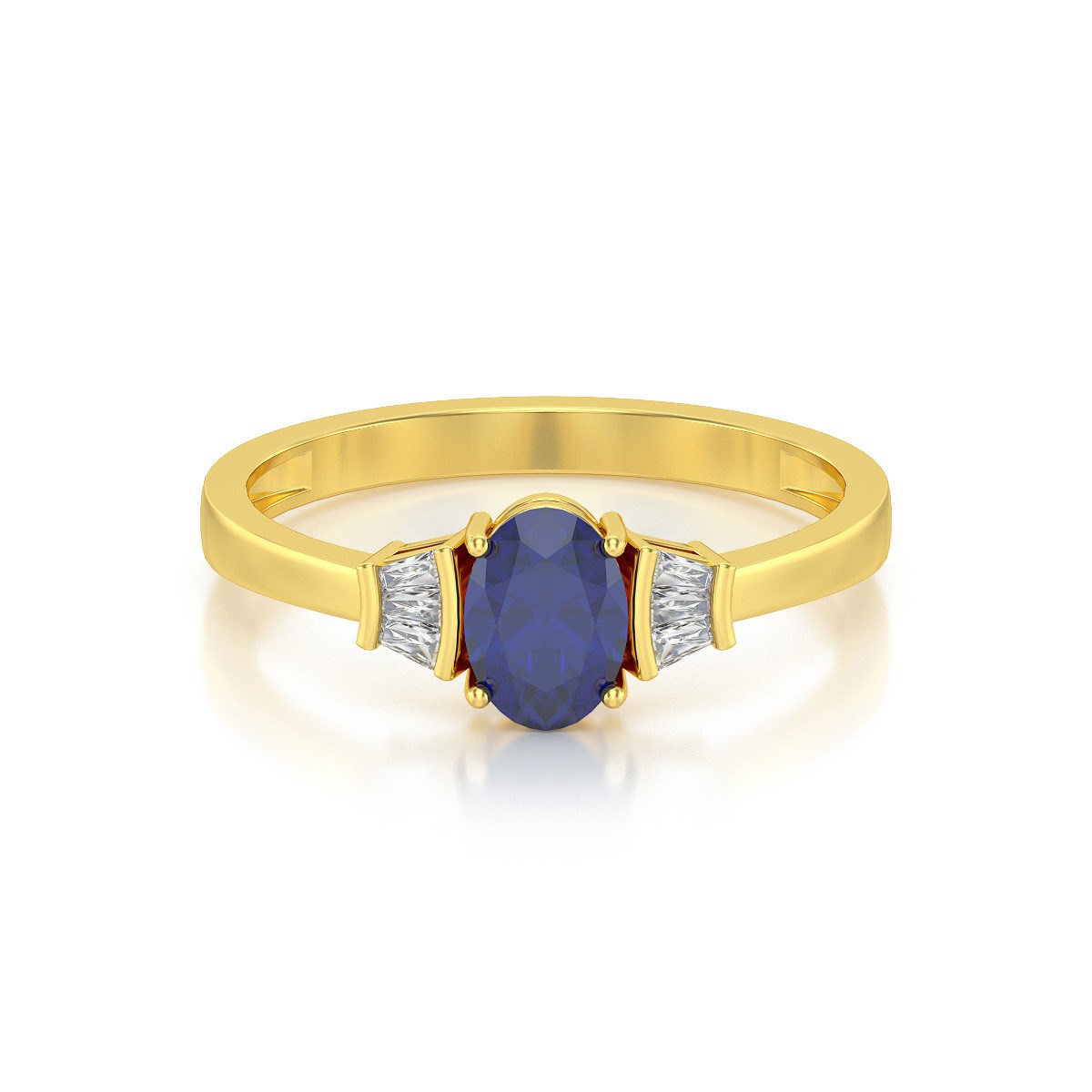 Bague ADEN Or 585 Jaune Saphir et diamants 1.99grs