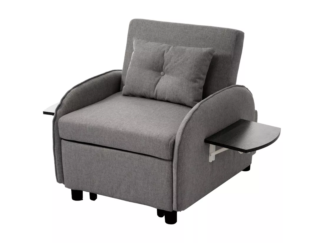 Canapé-lit simple multifonctionnel – avec fonction lit, chaise longue et fauteuil, canapé-lit réglable en trois positions, tables à thé pliantes