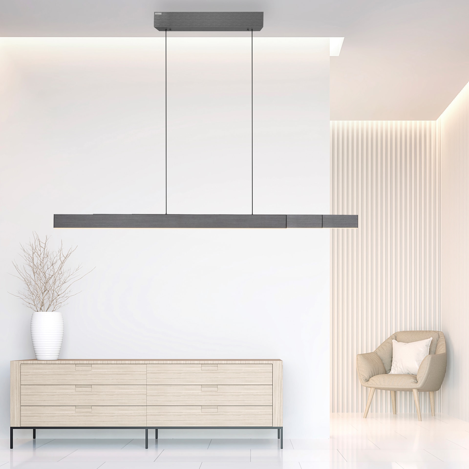 Paul Neuhaus LED Balkenpendel PURE-MOTO-RISE 3-flg grau eloxiert