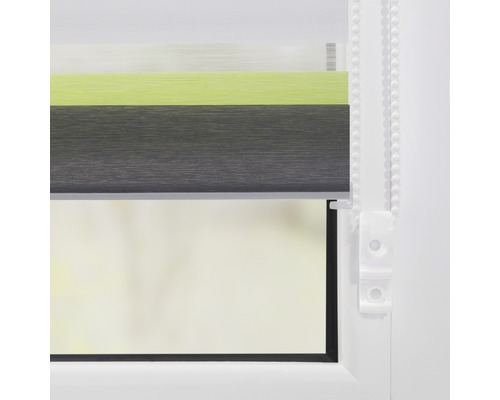 Lichtblick dubbel rolgordijn, zonder boren, grijs-antraciet-groen, 60x150 cm, inclusief klembeugels